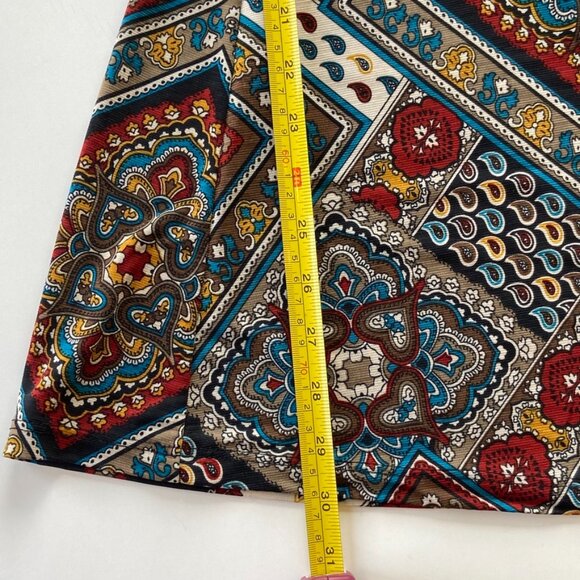 Vintage Paisley Mini Dress with Crocheted Trim Sz M - Picture 3 of 13